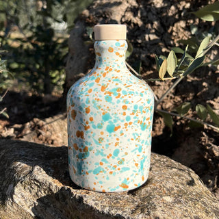Ceramic bottle Puglia design green and orange