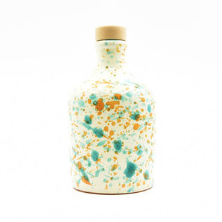 Ceramic bottle Puglia design green and orange