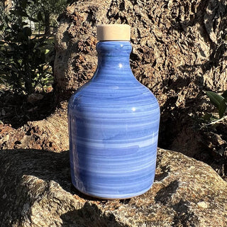 Bottiglia in ceramica spennellata blu