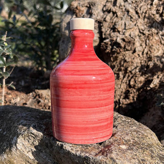 Bottiglia in ceramica spennellata rosso