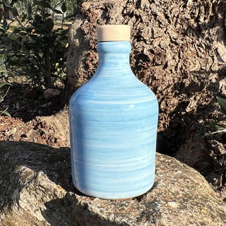 Bottiglia in ceramica spennellata turchese