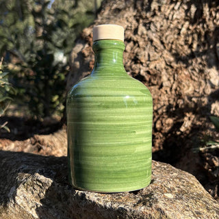 Bottiglia in ceramica spennellata verde scuro
