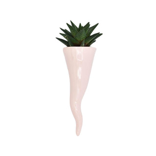 Powder pink plant holder horn