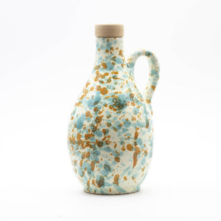 Oil bottle with handle Puglia design green and orange