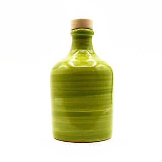 Bottiglia in ceramica spennellata verde