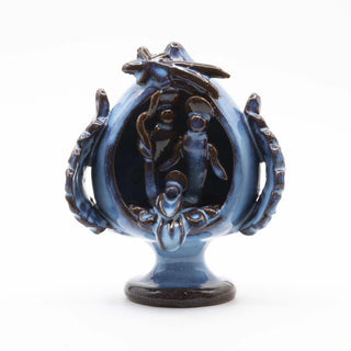Pumo pine cone nativity scene Iridescent blue