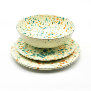 Puglia design green and orange dinnerware set