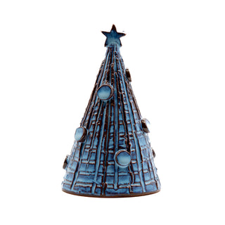 Alberello di Natale in ceramica 11cm blu cangiante