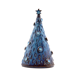 Alberello di Natale in ceramica 15cm blu cangiante
