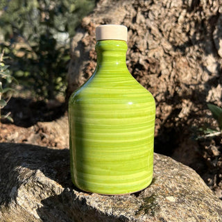 Bottiglia in ceramica spennellata verde