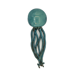 Iridescent green ceramic wall jellyfish