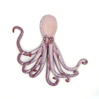 Iridescent pink ceramic wall octopus