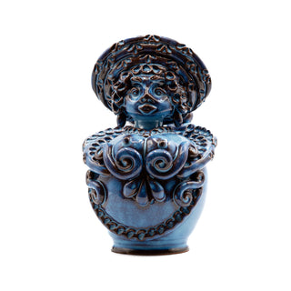 Pupa in ceramica piccola Blu cangiante