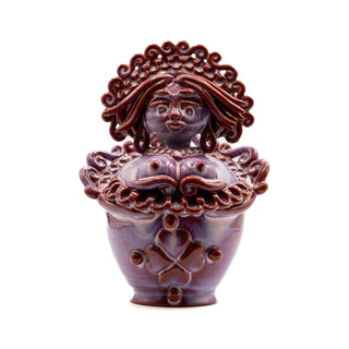 Pupa in ceramica piccola rosa cangiante