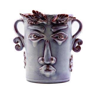 Vaso in Ceramica con Volto bianco cangiante