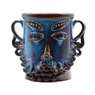 Vaso in Ceramica con Volto blu cangiante