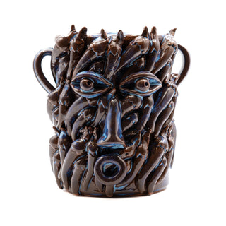 Vaso in Ceramica con Volto blu cangiante