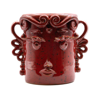 Vaso in Ceramica con Volto rosso cangiante
