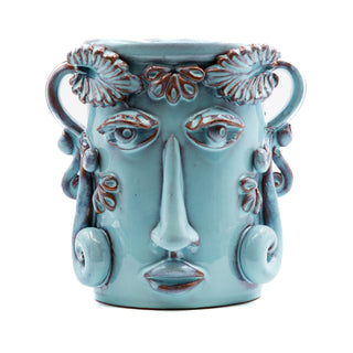 Vaso in Ceramica con Volto tiffany cangiante