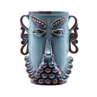 Vaso in Ceramica con Volto tiffany cangiante